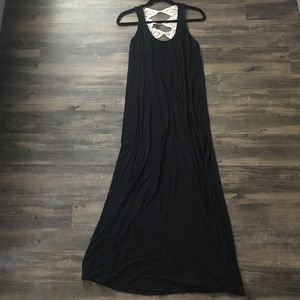 Love Stitch Black Maxi Dress w/ Cream Crochet Back